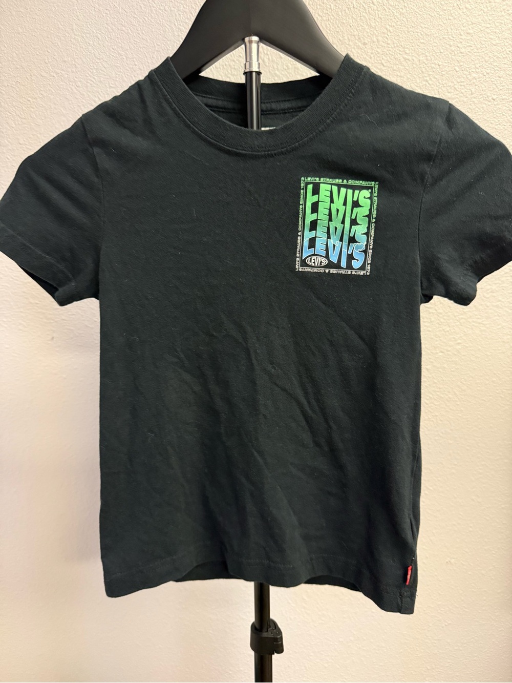 Levi's Black Short Sleeve Tee with Green and Blue Logo Patch